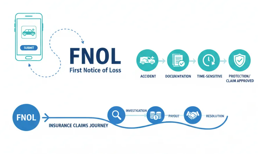 FNOL first notice of loss shown as the start of insurance claims