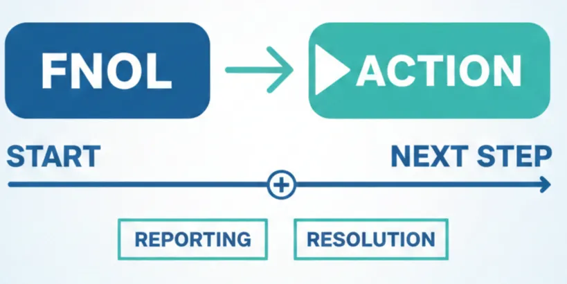 FNOL showing first notice of loss as the starting step before any insurance action or resolution
